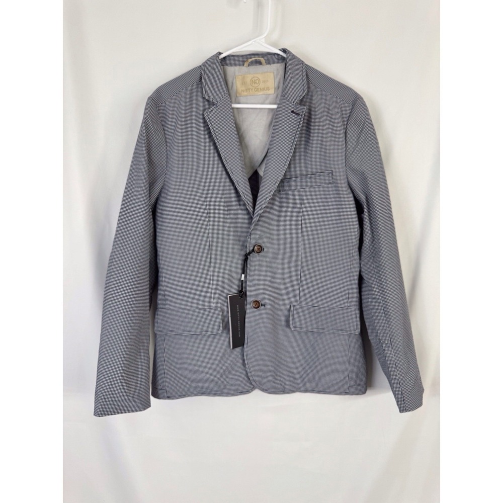 Nifty Genius Blazer‎ Jacket NWT Size Small Navy Micro Check 2 Button Sport Coat